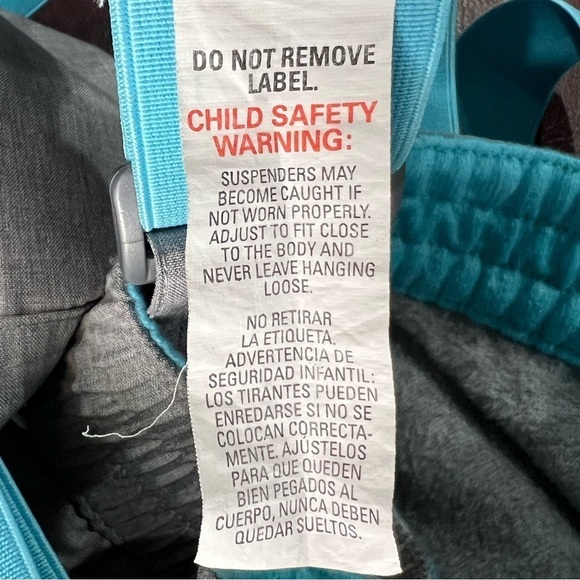 Gerry Girls Gray and Turquoise Insulated Snow Ski Pants w/Suspenders -Sz L 14/16 - Picture 15 of 15